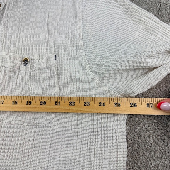 32 Bar Blues Textured Button Up Shirt Mens XL Utility Pockets Casual Workwear - Picture 5 of 12